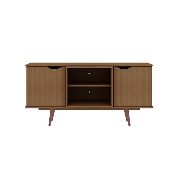 Designed To Furnish Hampton TV Stand with 4 Shelves & Solid Wood Legs in Maple Cream, 26.57 x 53.54 x 15.75 in. DE2616296